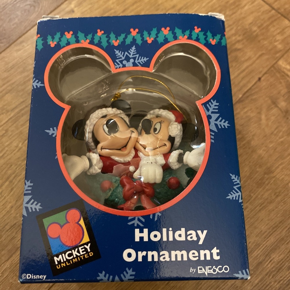 Vintage Mickey Minnie Mouse Holiday  Ornament by‎ Enesco Mickey Unlimited